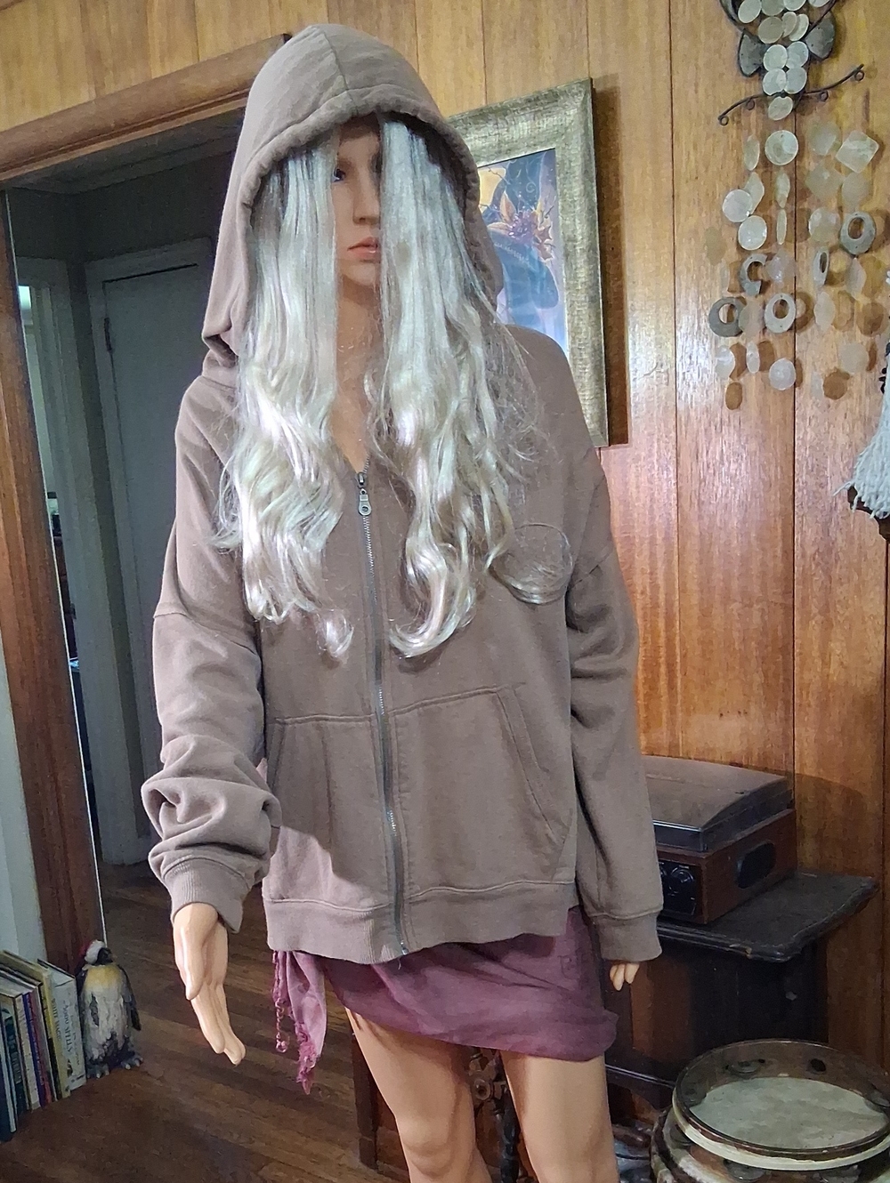 Aeropostale Tan Hooded Zip Utility Jacket